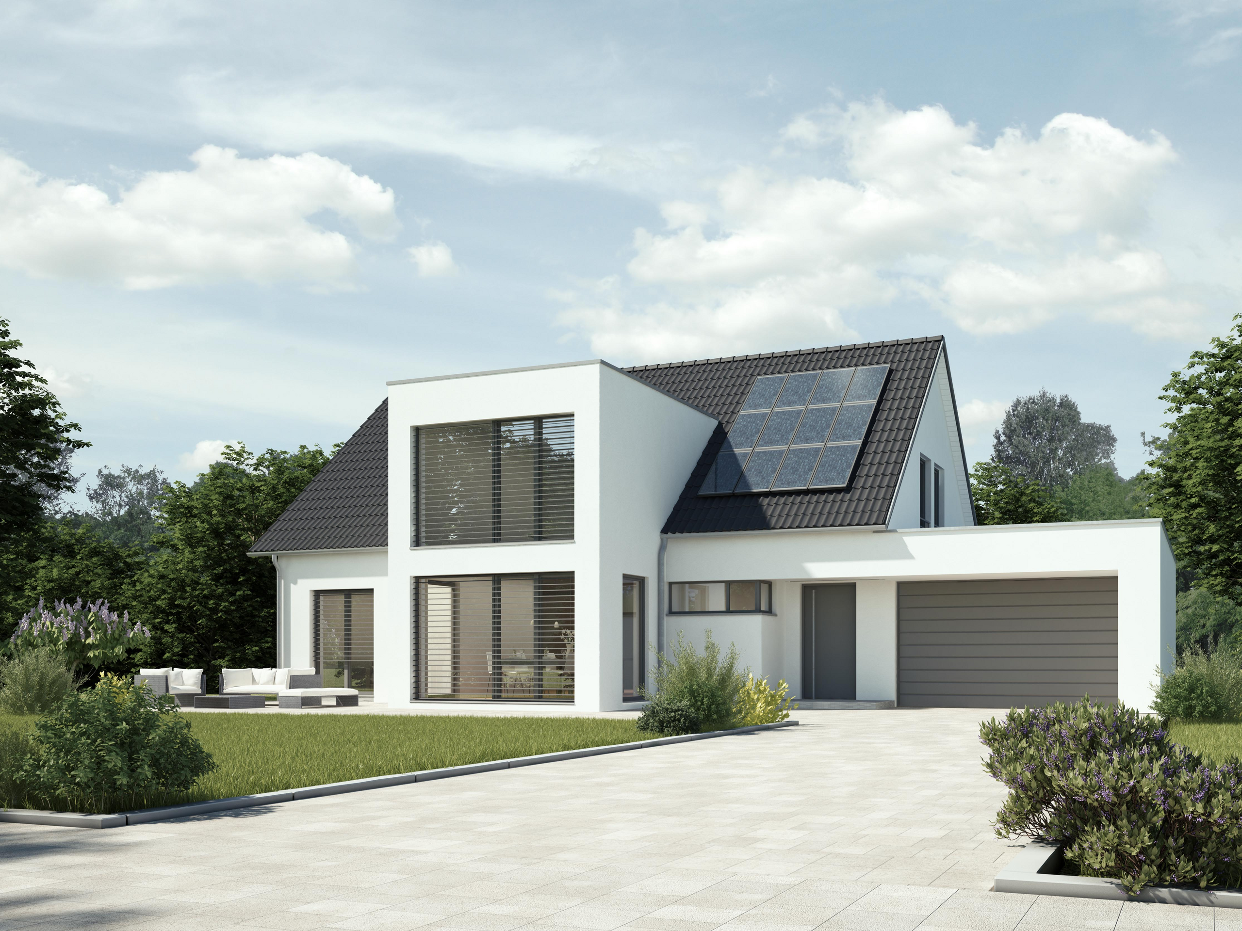 Haus mit Solaranlage Modernes Haus mit Solaranlage